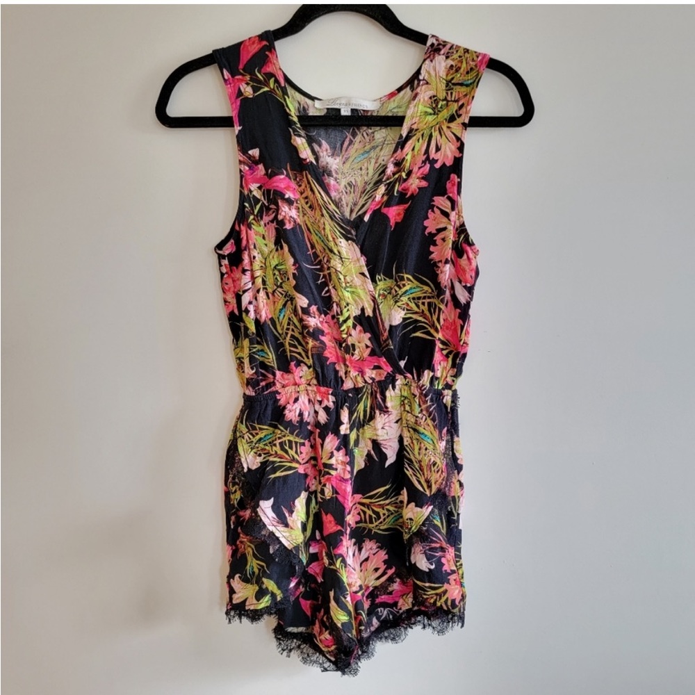 Lovers + Friends Can't Let Go Romper Jumpsuit Black Floral Lace, Size XS